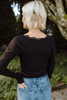 Lace Trim Henley - Black
