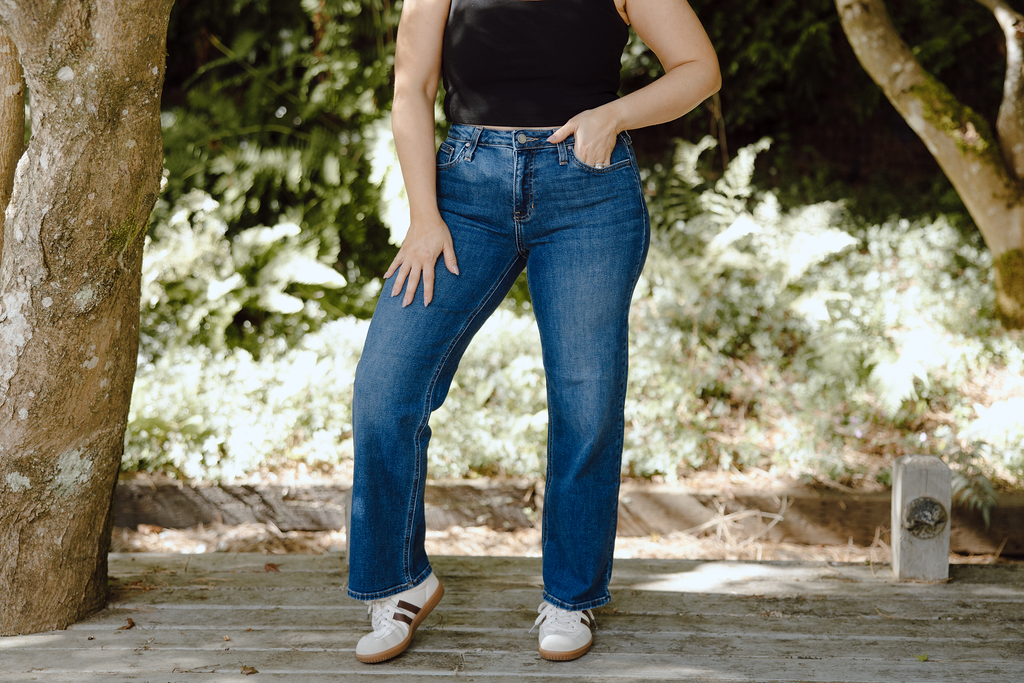 Mid Rise Slim Wide Leg - Dark Denim