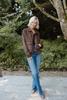 Faux Suede Button Up Jacket - Chestnut