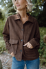 Faux Suede Button Up Jacket - Chestnut