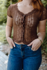 Sheer Button Up - Brown