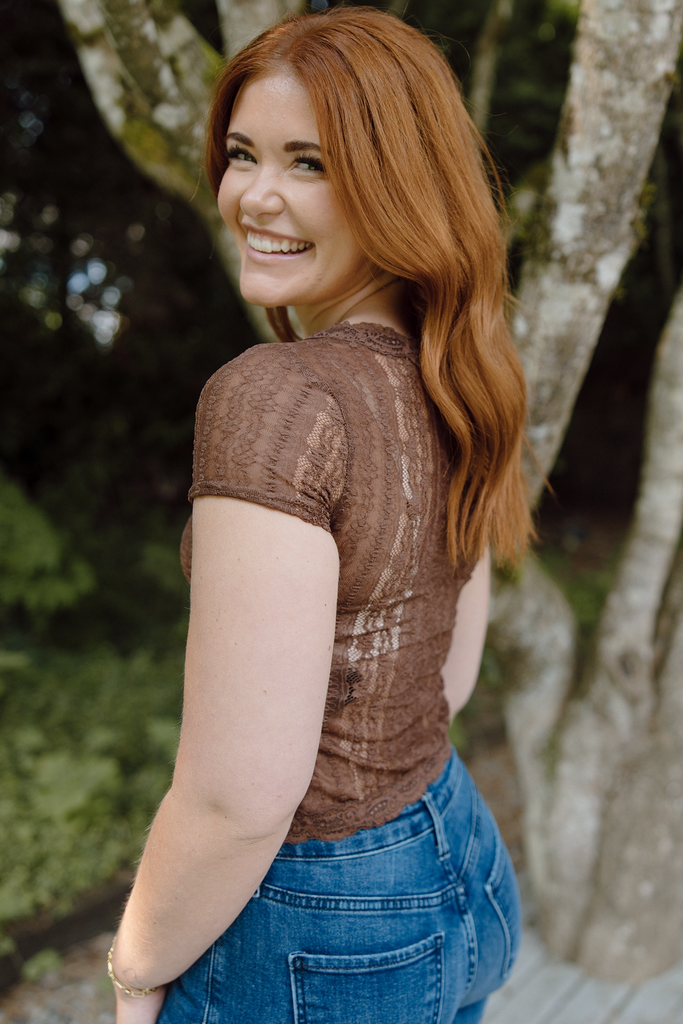 Sheer Button Up - Brown