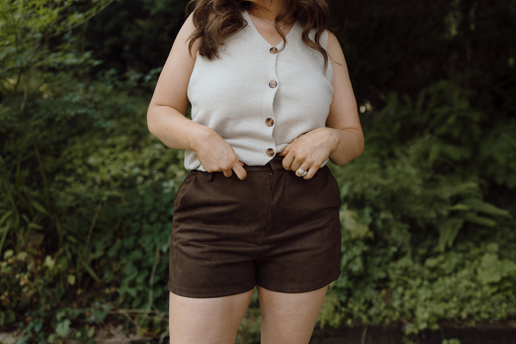 Faux Suede Short - Cognac