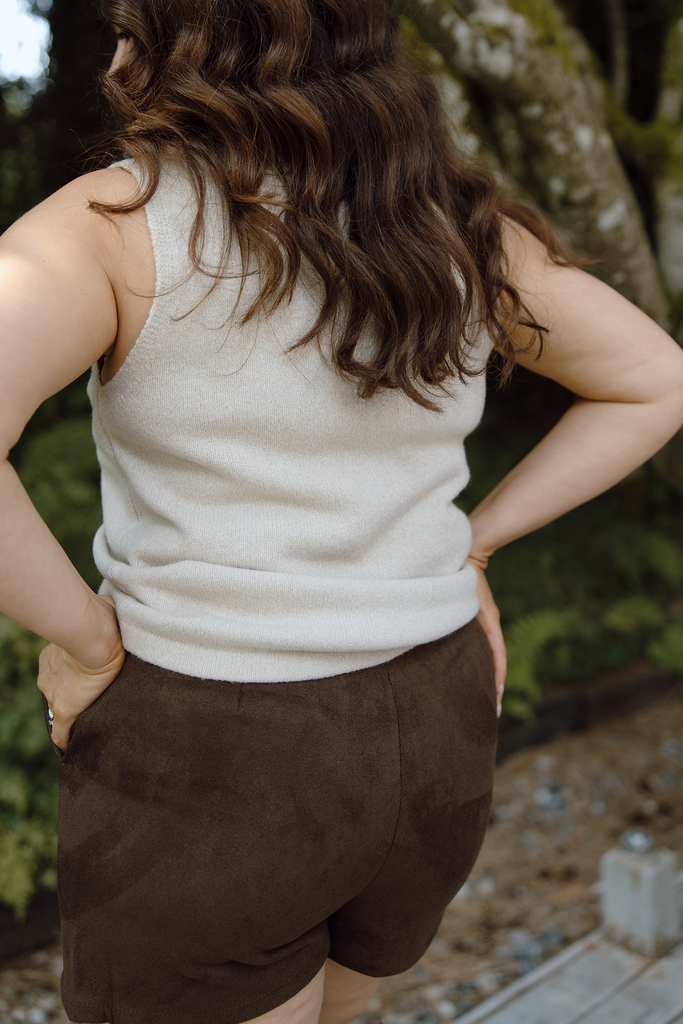 Faux Suede Short - Cognac