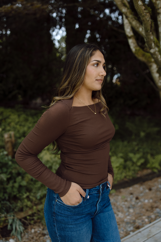 Straight Cut Ribbed Basic - Brown