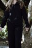 3/4 Zip Butter Soft Barrel Pant Set - Black