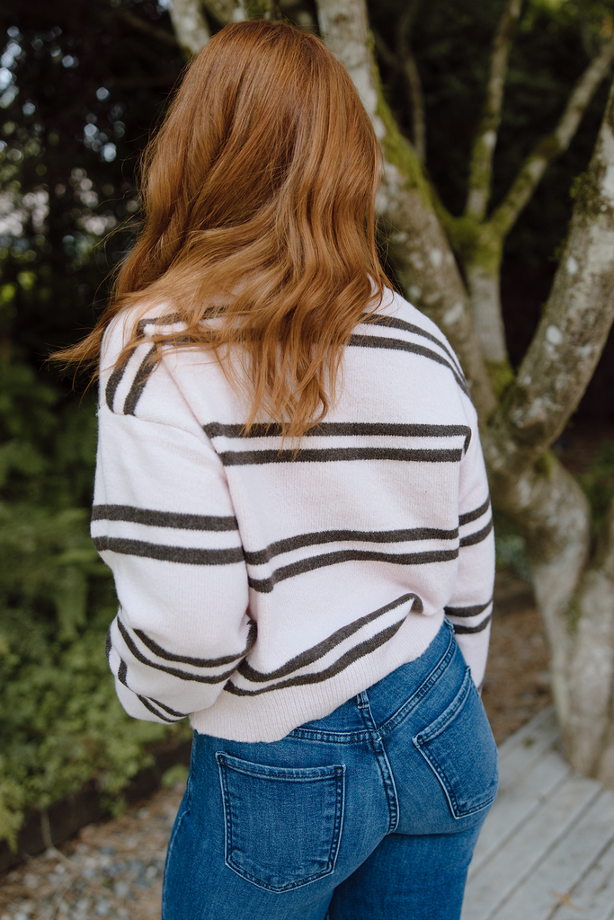 Pink/Brown Striped Cardigan