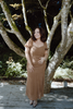 Polka Dot Midi Dress - Cognac