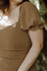 Polka Dot Midi Dress - Cognac