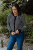 Gold Button Striped Cardi - Black