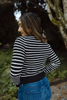 Gold Button Striped Cardi - Black