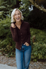 Snap Button Ribbed Sweater - Chocolate