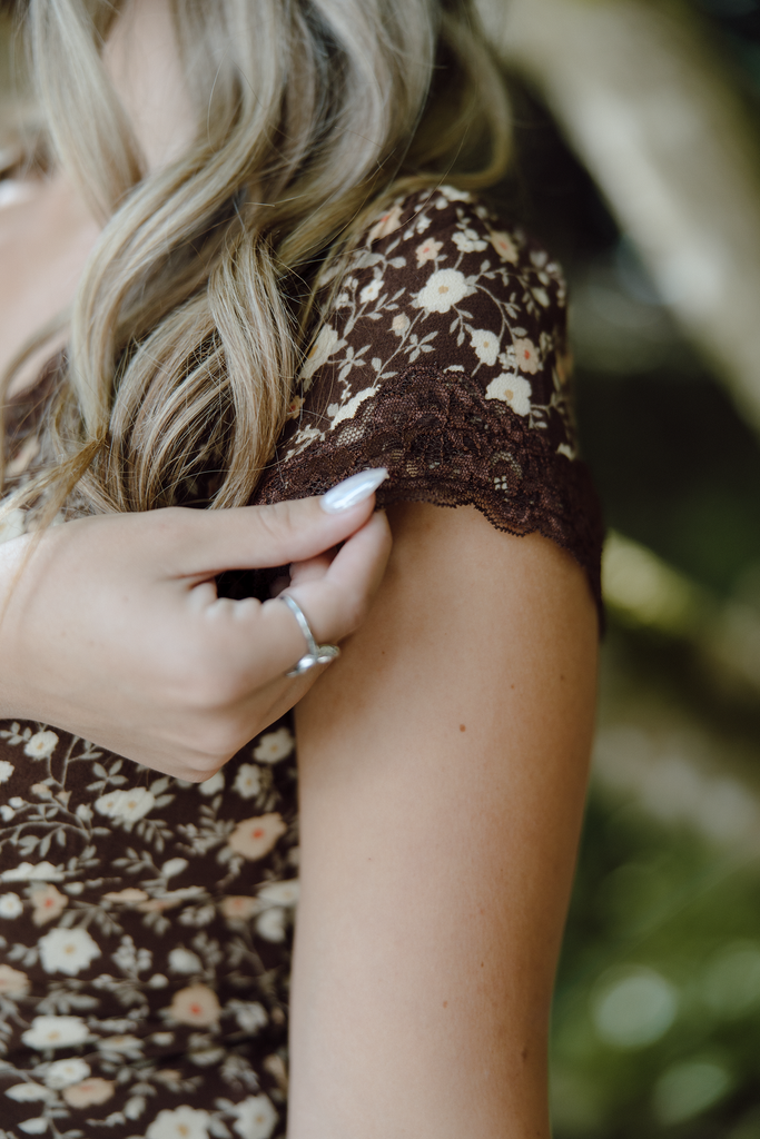 Floral Midi Dress - Brown