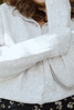 Crew Neck Button Up Cardigan Sweater - Oat