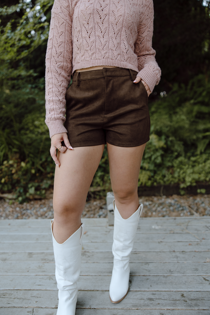 Faux Suede Short - Cognac