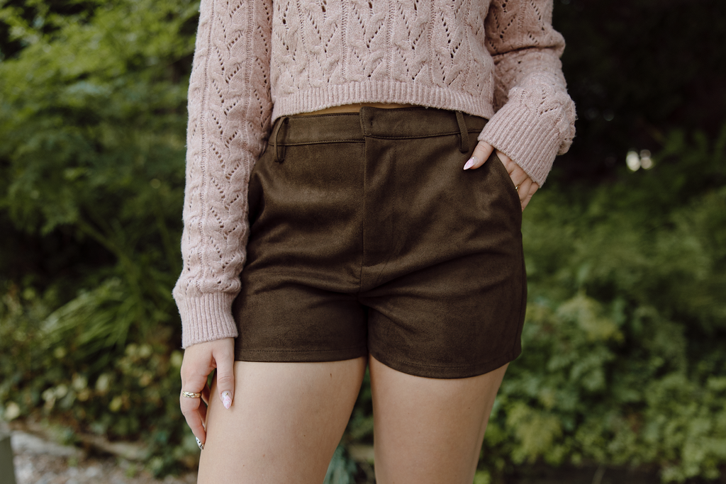 Faux Suede Short - Cognac