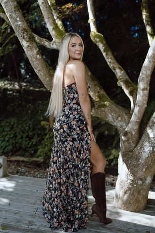 Floral Midi Dress - Brown