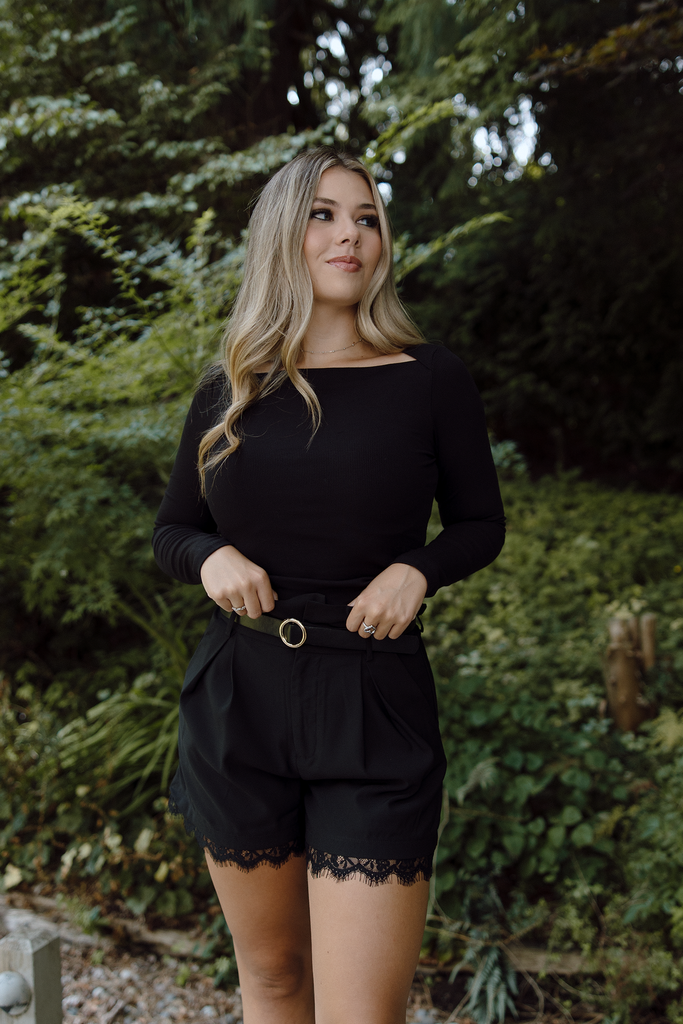 Black Short With Lace Detail