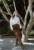 Asymmetrical Lace Trim Skirt - Brown