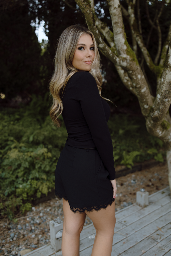 Black Short With Lace Detail