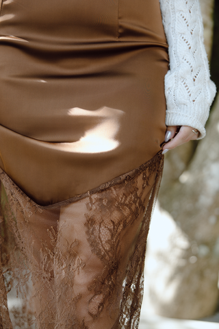 Floral Midi Dress - Brown