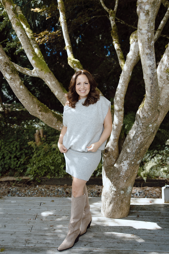 Off Shoulder Drop Waist Sweater Dress – Grey