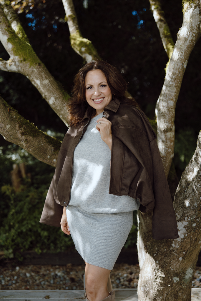 Off Shoulder Drop Waist Sweater Dress – Grey