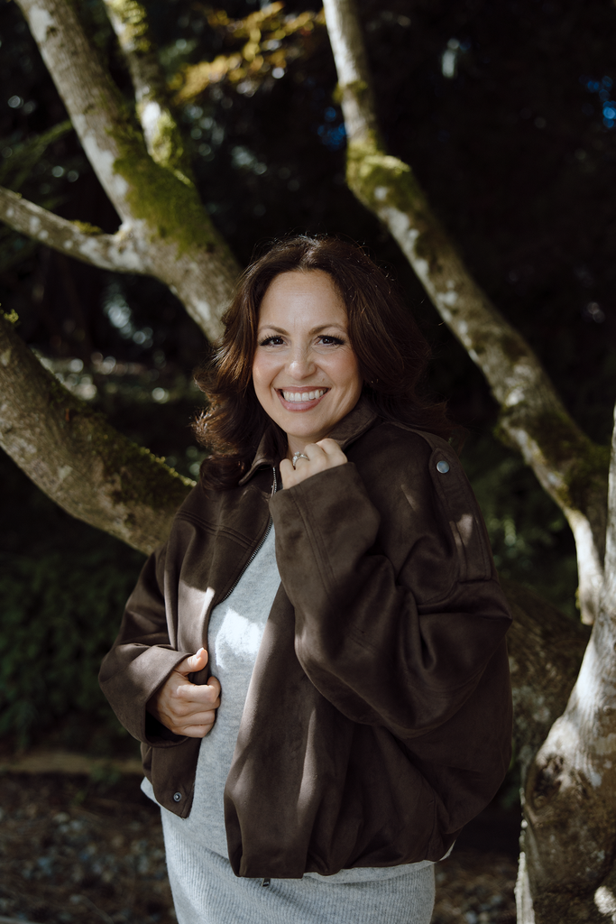 Faux Suede Collared Jacket - Brown