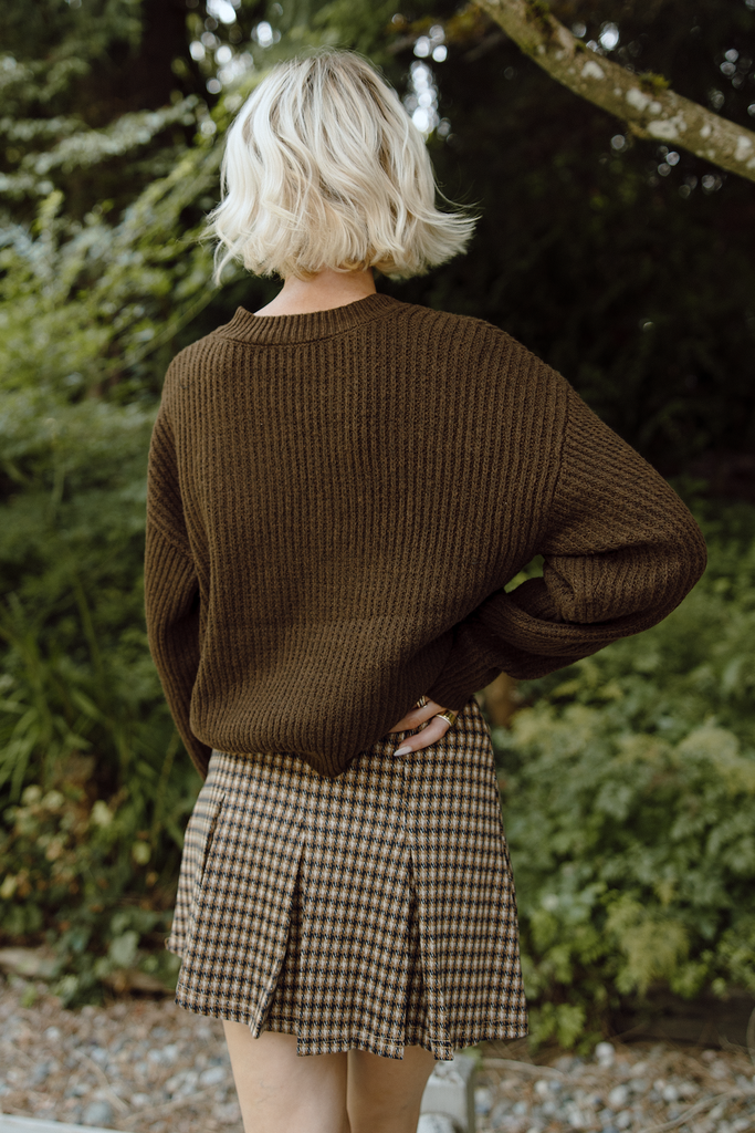 Houndstooth Mini Skort - Camel