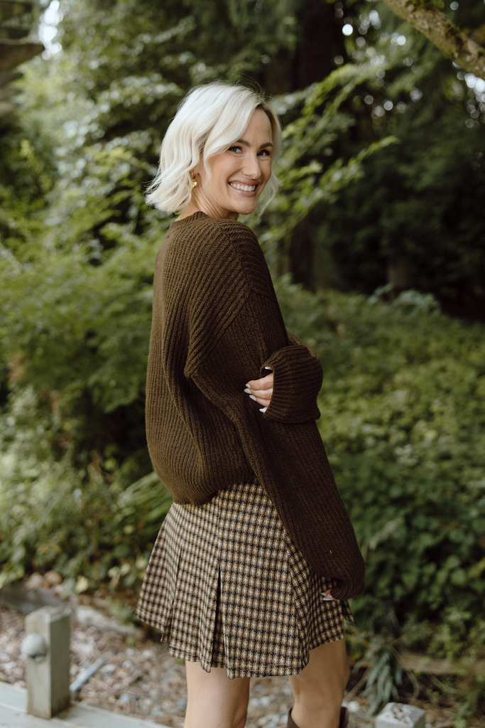 Houndstooth Mini Skort - Camel