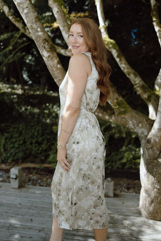 Floral Midi Dress - Brown
