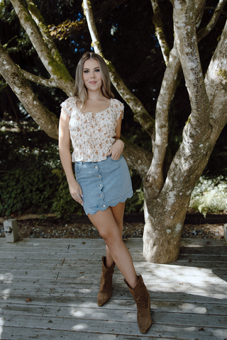 Floral Midi Dress - Brown