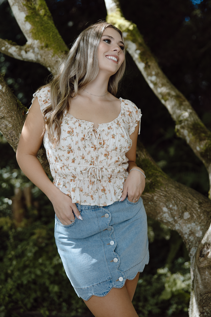 Fall Floral Top - Beige