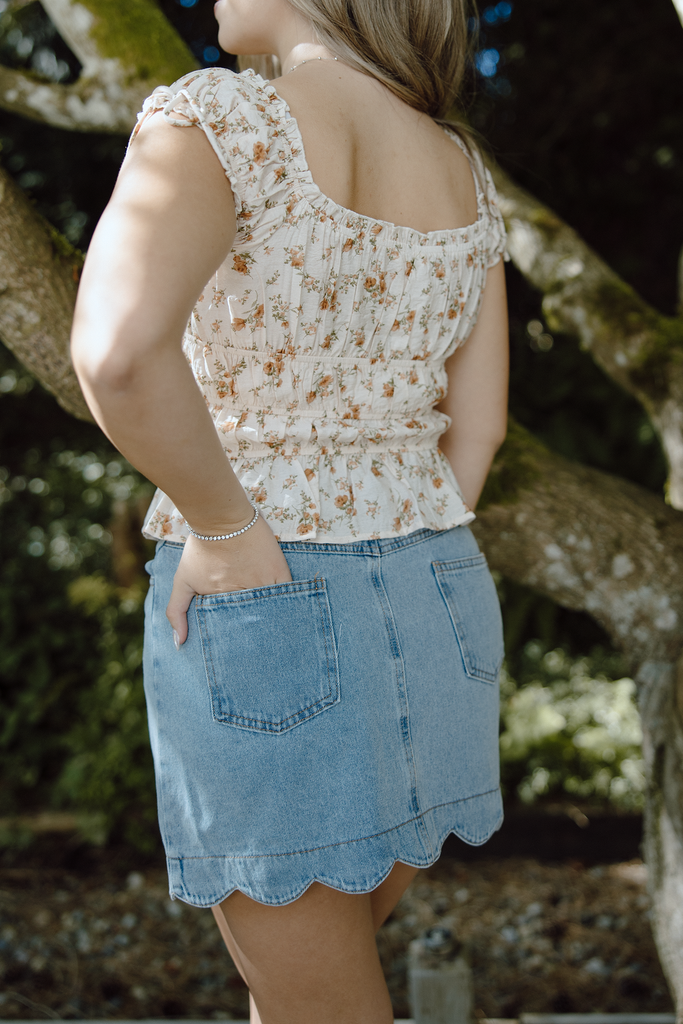 Fall Floral Top - Beige