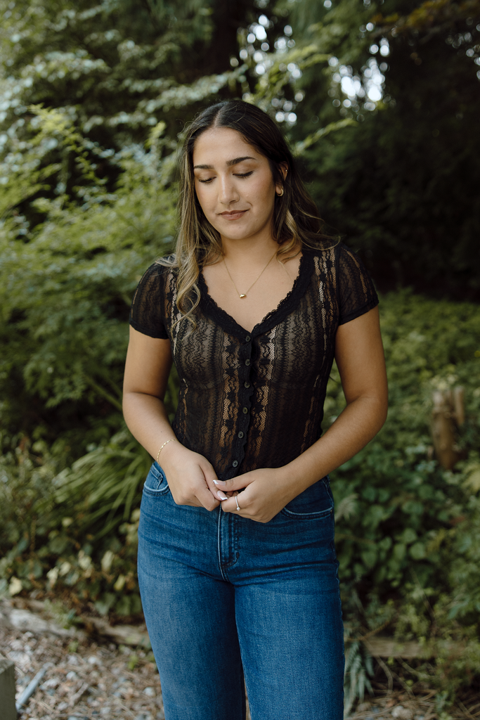 Sheer Button Up - Black