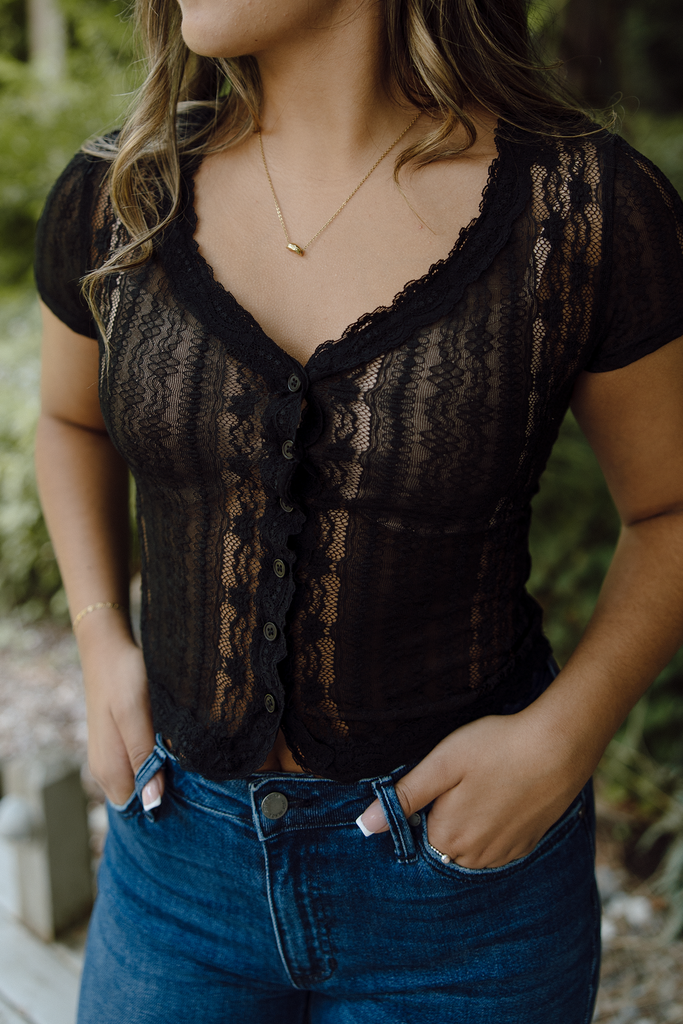 Sheer Button Up - Black