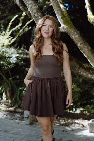 Floral Midi Dress - Brown