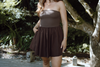 Strapless Mixed Material Dress - Brown