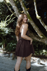 Strapless Mixed Material Dress - Brown