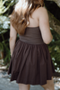 Strapless Mixed Material Dress - Brown