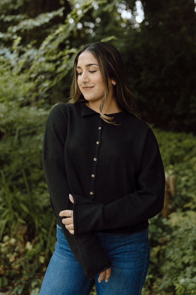 Button Up Cardigan - Black