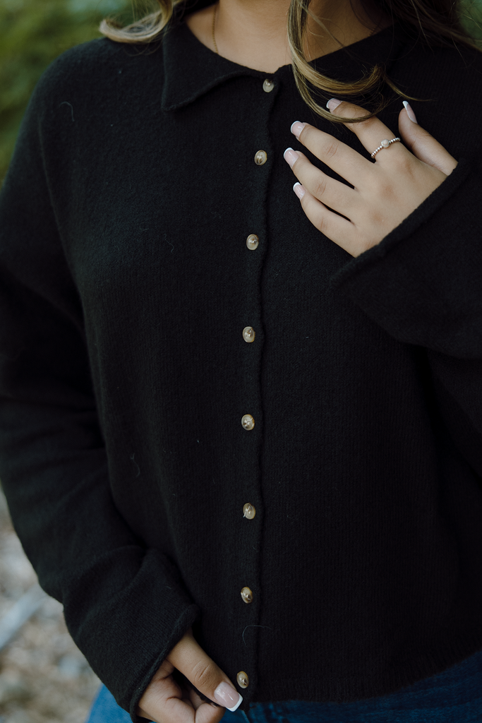 Button Up Cardigan - Black