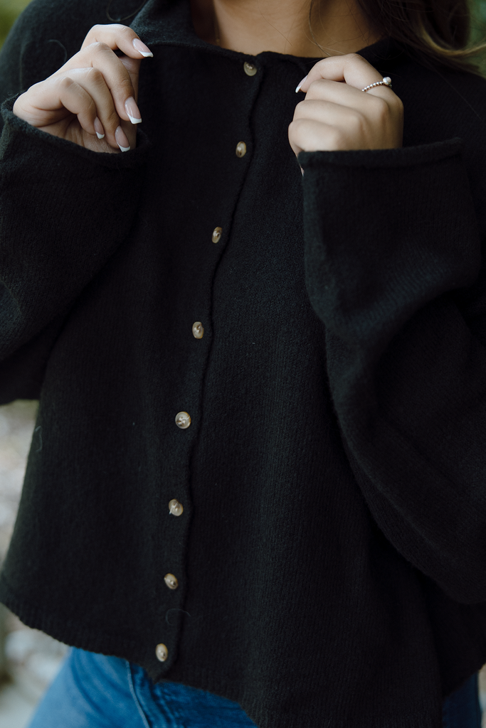 Button Up Cardigan - Black
