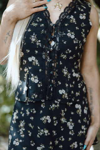 Floral Midi Dress - Brown