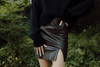 Faux Leather Mini Skirt - Brown