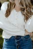 Scalloped and Lace Trim Cardigan - Ivory