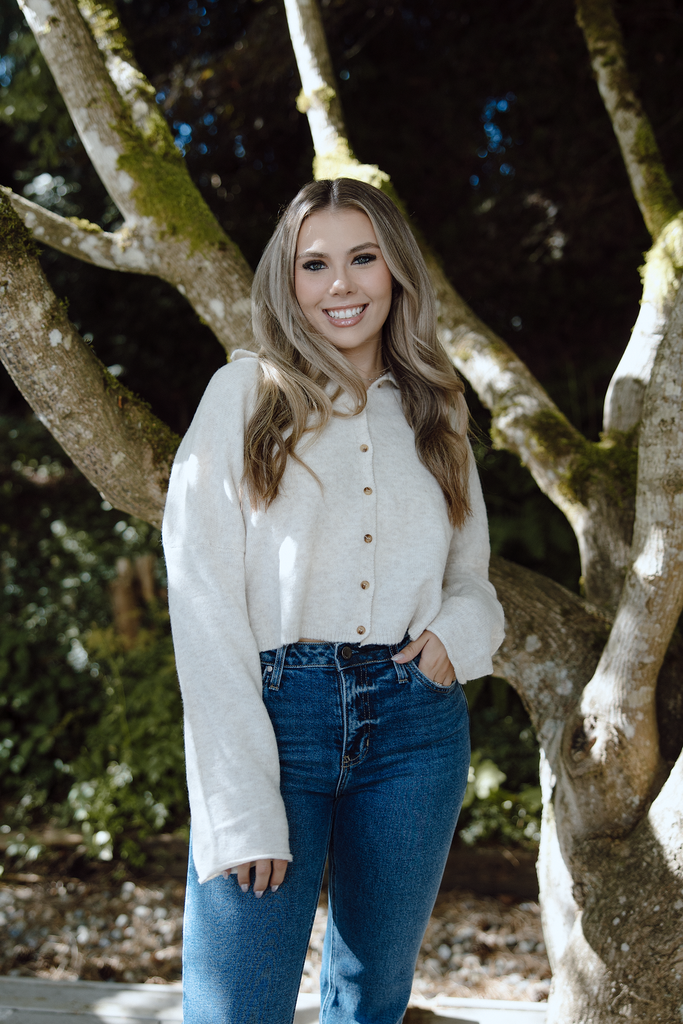 Button Up Cardigan - Oat