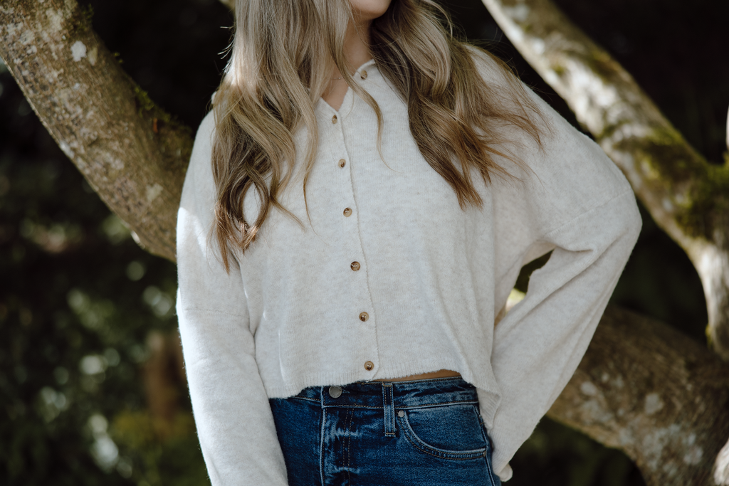 Button Up Cardigan - Oat