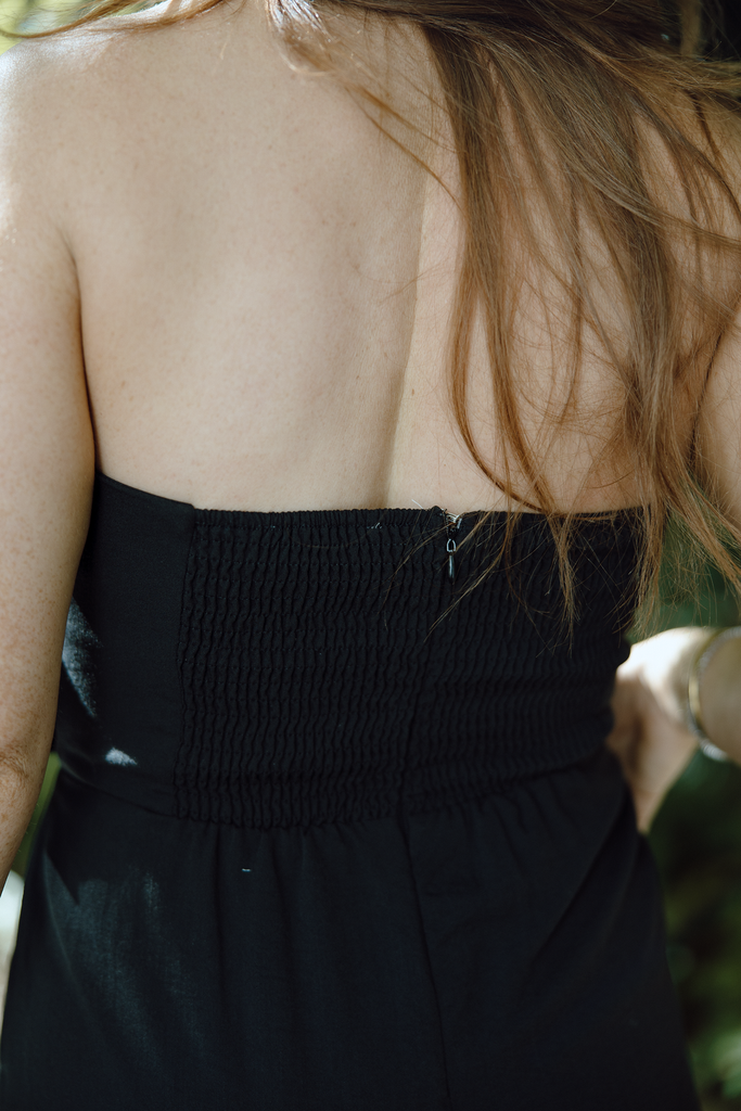 Jumpsuit with Ruffle Bodice - Black