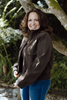 Rib Collar Faux Suede Jacket - Brown